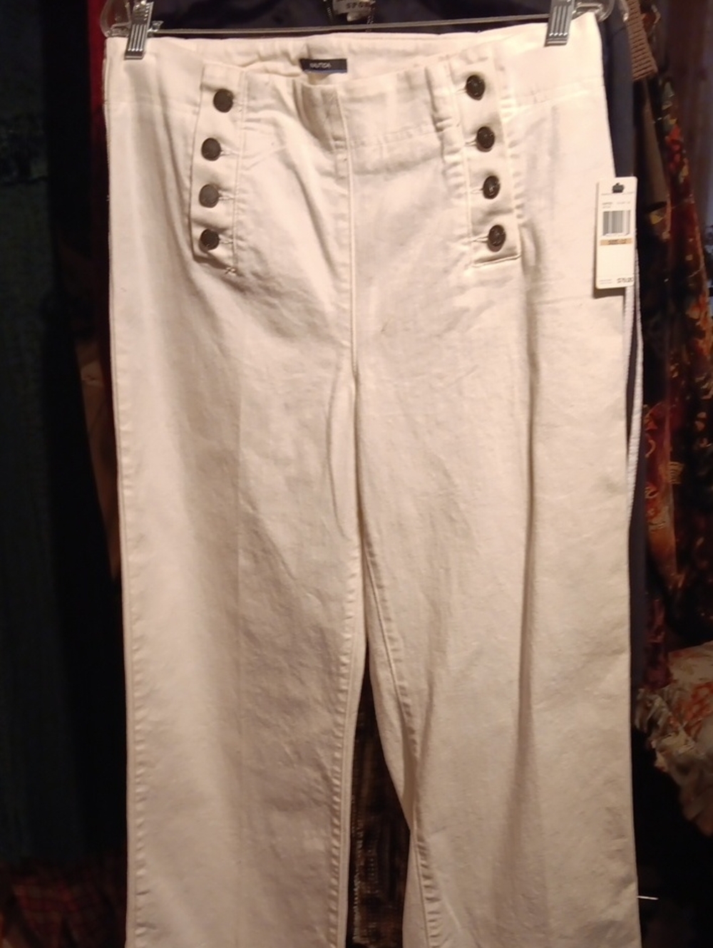 Nautica White High-Rise Sailor Button Jeans